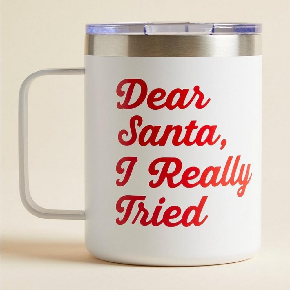 ❤️NWT INSULATED METAL MUG - FUNNY CHRISTMAS COFFEE CUP - DISHWASHER SAFE - 12 oz